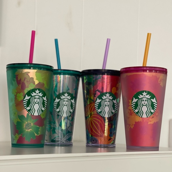 Starbucks Accessories - SALE‼️NEW💙💖Set of 4 Starbucks Summer 2022 Grande Floral Acrylics Tumblers